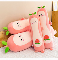 HECION – cadeau d'anniversaire pour enfants, chambre d'enfant, oreiller créatif en forme de Fruit de pêche, Long oreiller en peluche, jouets, poupée d'animaux à Long corps