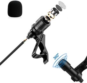 Mini microfono portatile a condensatore Lavalier con risvolto a Clip microfono cablato per IPhone IPad Smartphone registrazione <span class=keywords><strong>PC</strong></span> DSLR <span class=keywords><strong>Camera</strong></span> - Product Image 5