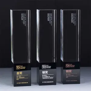 New hình chữ nhật cột 3D laser Khắc Tinh thể thủy tinh thể thao Trophy với biểu tượng tùy chỉnh tùy chọn - Product Image 1