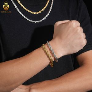 חם מבצע הירך הופ מחיר 6 מ "מ vs missanite שרשרת חבל s925 גברים שרשרת נירוסטה כסף - Product Image 5