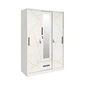 Armarios de metal con espejo impresión personalizada puerta corredera 2 puertas acero almacenamiento en el hogar muebles armarios