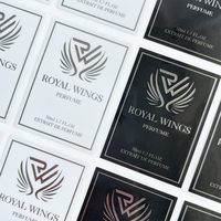 Autocollants de bouteille de parfum d'étiquette de logo imprimé personnalisé avec adhésif de marquage à chaud de feuille d'argent