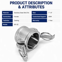 Raccord rapide DC en acier inoxydable 316, 1 3/4 pouces NPT, pour transfert de fluides industriels, accouplement Camlock OEM ODM