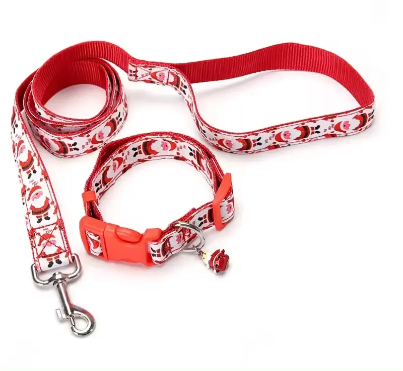 2024 regalo de Navidad estampado de piel Cordero sostenible ajustable perro gato Nylon cuerda decorativa correa para mascotas Collar