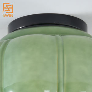 Amerikaanse Vintage Hal Plafondlamp Midden Oude Glazen Ijzeren Pompoen Lamp Restaurant Plafondlamp - Product Image 4