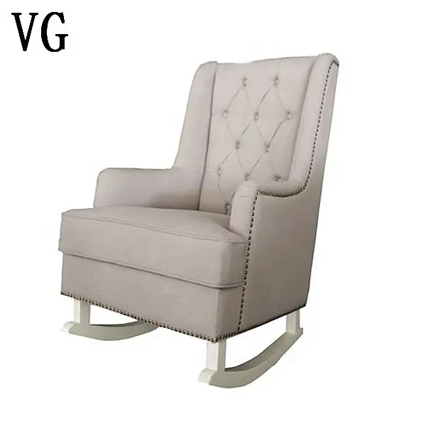 फ्रेंच लुई शैली लकड़ी कमाल की कुर्सी सनी असबाबवाला ग्लाइडर कुर्सी