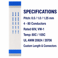 Kabel FFC 15 Pin Pitch 0.5mm Kabel FFC Tipe B 15cm Kustom 0.5mm 0.3mm Pitch 24 Pin PCB Kabel FFC untuk Layar Laptop