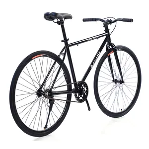 Bicicleta de una sola velocidad Fixie Hi-Ten, acero negro, 700c, engranaje fijo