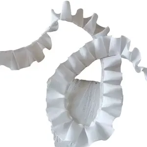 2.5cm Wide White Ribbon Wrinkle Organ Pleated Lotus Leaf Edge Baby Suit Clothing Design Diy Lace Accessories