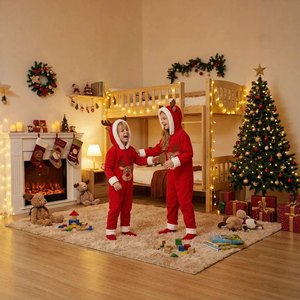 Novo Macacão de Flanela Macia com Estampa de Cabeça de Veado para o Natal 2026, com Capuz e Zíper, Roupas de Natal Combinando para a Família - Product Image 4