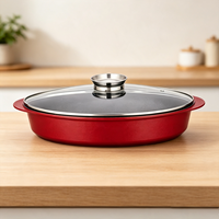 Plat à rôtir ovale 41x7,5 cm en aluminium antiadhésif, compatible induction, gaz et four, pour cuisine domestique, léger, grande taille, cuve basse