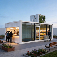 Quiosco Comercial Portátil Desmontable de 20 pies, Tipo Contenedor, con Ventana de Exhibición, para Vendedores Ambulantes de Playa y Calle