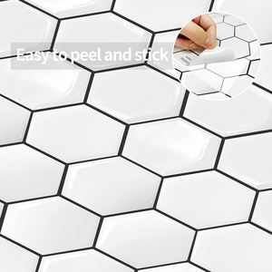12 pulgadas blanco hexagonal Peel Stick Backsplash impermeable a prueba <span class=keywords><strong>de</strong></span> aceite 3D pegatina <span class=keywords><strong>de</strong></span> pared papel tapiz <span class=keywords><strong>para</strong></span> cocina <span class=keywords><strong>baño</strong></span> <span class=keywords><strong>vinilo</strong></span> 3D hexágono - Product Image 4