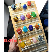 CH-LHR02211 Bague délicate en pierres naturelles colorées, plaquée cuivre réglable, pour femme, style montre, vente en gros
