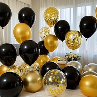 Kit de ballons en latex à paillettes rondes noires et dorées, 60 pièces/ensemble, durables, pour la décoration de mariages, anniversaires, festivals et de la pièce.