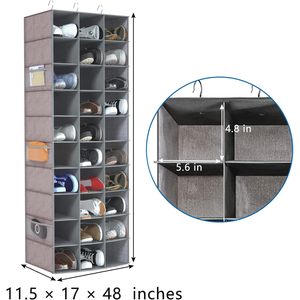 Hanging <b>Shoe</b> Organizer 30 Sections With 6 Mesh Pockets <b>Space</b> <b>Saving</b> For Closet Wardrobe <b>Storage</b> - Product Image 3