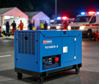 Générateur diesel silencieux 20 kVA, puissance nominale 15 kW, groupe électrogène portable bicylindre en V pour usage domestique, AVR, grand réservoir de 26 L, 230 V 400 V CC