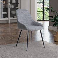 Chaises de salle à manger modernes avec pieds en métal, tissu gris en lin imperméable, rembourrées, non pliables, marque SXT, meubles de salon pour la maison