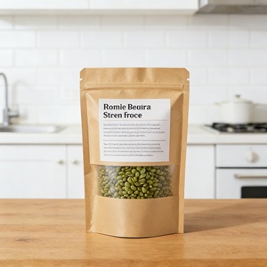 Sacs en papier kraft brun classique de haute qualité, debout, avec fermeture éclair |   Sacs de conservation alimentaire biodégradables, résistants à l'humidité, imprimés en gravure - Product Image 1