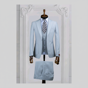 ชุดแต่งงาน3ชิ้นของผู้ชายที่สง่างาม2024มีซิปขนาดใหญ่เข้ารูปสีพื้นระบายอากาศได้ดี - Product Image 1