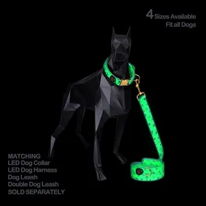 LED Light Up Pet Dog Collar Custom Print USB Cable Rechargeable Adjustable Flashing Luminous Designer Glow-In-Dark Pet Collar