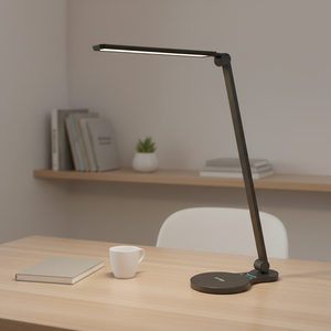 Lampada da Scrivania LED in Alluminio Bianco con Ricarica Wireless, Controllo Touch Dimmerabile, Design Minimalista per <span class=keywords><strong>Sala</strong></span> <span class=keywords><strong>Lettura</strong></span> - Product Image 1