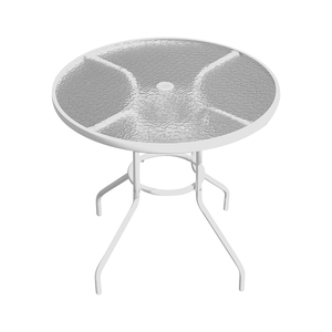 <b>Outdoor</b> Diameter 80cm Tempered Water Wave Glass Ripple Pattern Assembled <b>Round</b> <b>Table</b> for Balcony Garden and Patio - Product Image 1