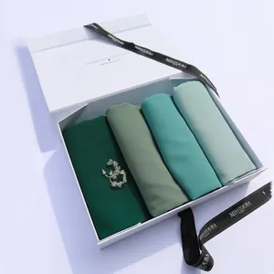 Custom magnetic chiffon hijab packaging box boite emballage luxury scarf hijab gift boxes for scarf