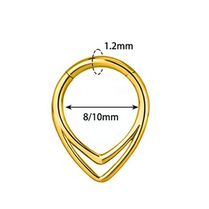 Vĩnh Cửu ASTM F136 Titanium vách ngăn Hoop mũi Nhẫn 16G phụ nữ người đàn ông đồ trang sức Teardrop hình dạng phân khúc bản lề Clicker daith xuyên - Product Image 2