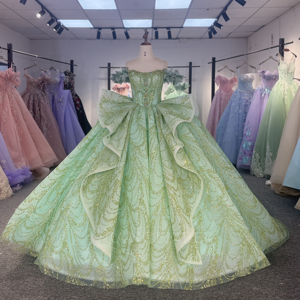 Jancember 6596 эксклюзивное зеленое перламутровое платье Empire Quinceanera с блестками