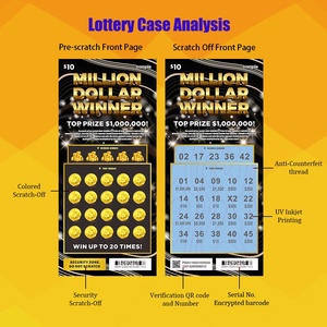 Billet de loterie en or noir <span class=keywords><strong>Jackpot</strong></span> d'un million de dollars personnalisé Papier à noyau noir Conception d'impression numérique Règles gagnantes - Product Image 2