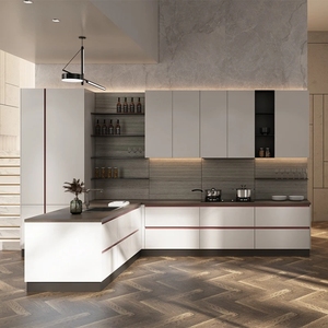 Lemari dapur dapur Modern dengan desain Pulau lengkap kayu Solid kabinet dapur kombinasi kustom kabinet penyimpanan - Product Image 4