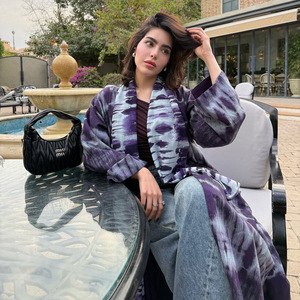 Abaya en mousseline de polyester en gros, manches longues, <span class=keywords><strong>maxi</strong></span>, tenue islamique modeste, avec foulard intégré, <span class=keywords><strong>robe</strong></span> double couche pour femmes musulmanes - Product Image 3