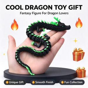Figurine de dragon noir et vert imprimée en 3D, articulée, animal fantastique, qui brille dans le noir, décoration d'intérieur, ornement de bureau - Product Image 5