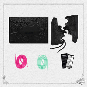 Chaussures de skateboard noires romantiques gothiques, ornées de motifs floraux en relief, de roses 3D, baskets basses - Product Image 6