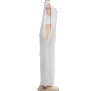 <span class=keywords><strong>Robe</strong></span> longue moulante élégante froncée pour femme, <span class=keywords><strong>col</strong></span> <span class=keywords><strong>roulé</strong></span>, <span class=keywords><strong>sans</strong></span> manches, avec découpes latérales, style plage estival - Product Image 5