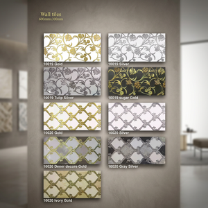 Carreaux muraux décoratifs en céramique de luxe, style arabe, or et argent, 30x60cm, design numérique brillant - Product Image 3