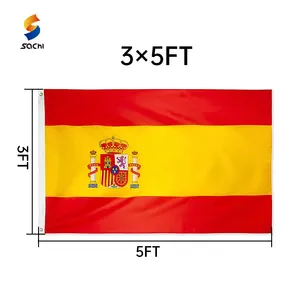 تصنيع المعدات الأصلية الصين حجم مخصص أفضل جودة مخصص R مدريد فريق الأعلام المفضلة 3x5ft إسبانيا شعار الطباعة الأعلام