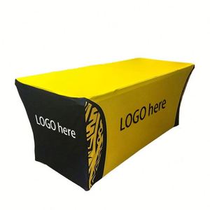 Custom Table Polyester Stretch <b>Tablecloths</b> Top Cover for Advertising 6ft/8ft <b>Rectangle</b> Trade Show Event Logo Anti-Wrinkle - Product Image 2