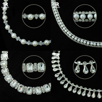 Applique chaîne de strass en verre à coudre, pierres marquise 3D à dos plat, garniture en cristal strass, patchs pour ceinture de mariée et décoration de chaussures