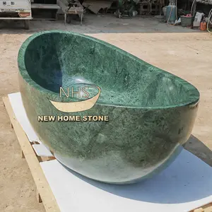 Natural Stone Green Marble Bath Tub Freestanding Verde Alpi Marble Bathtub With Leathered Texture Veins