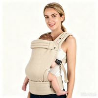 Marsupio Ergonomico Beige per Neonati e Bambini, Porta Bebè Fronte/Retro Regolabile e Traspirante, da Neonato a Bambino