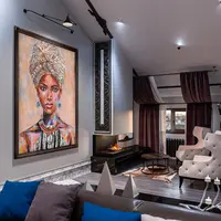 100% Handgemaakte Afrikaanse Dame Olieverf Global Art Op Canvas