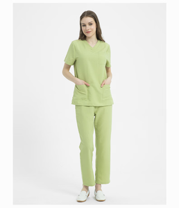 Uniformes de Trabajo Duraderos y Resistentes <span class=keywords><strong>a</strong></span> la Decoloración con Cuello en V para Clínicas Estéticas y Residencias de Ancianos, Color Verde Caqui Fresco - Product Image 6