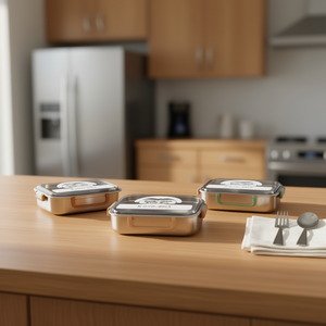 Contenitore per Pranzo in Acciaio Inox K50-8913, Singolo Livello, Rettangolare, Portatile con Coperchio, Materiale per Alimenti - Product Image 2