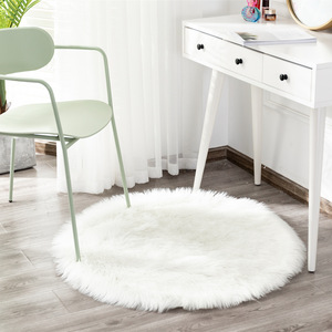 Tappeto Rotondo Moderno 60cm in Finta Pelliccia, Antiscivolo, Lavabile, per <span class=keywords><strong>Soggiorno</strong></span> - Product Image 5