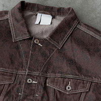 Ensemble 2 pièces sur mesure OEM en jean imprimé et délavé avec veste boutonnée et pantalon, ensemble de jeans en denim épais et surdimensionné pour hommes