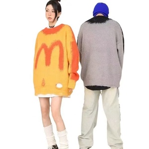 Hipster lâche décontracté polyvalent en détresse petit ami chemise en tricot américain McDonald's M <span class=keywords><strong>pull</strong></span> à col rond pour hommes - Product Image 3