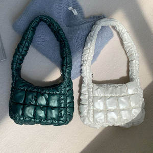 Sac à main plissé à carreaux en cuir PU souple pour femme, sac à bandoulière tendance pour femme - Product Image 5