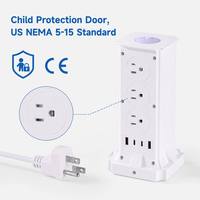 Enchufe de Extensión Vertical con Logotipo Personalizado al por Mayor, Luz Nocturna LED Suave, 4 Puertos USB C PD de Carga Rápida, Protector de Sobretensión 22 AC